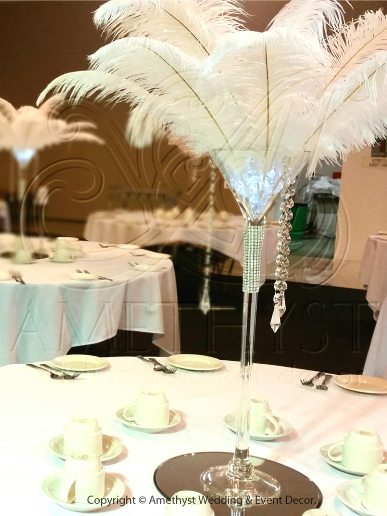 Crystal Feather Martini Centrepiece - (click for more info)