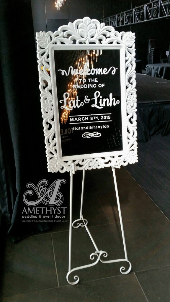 White Mirror Easel Sign 120diy hire (with vinyl