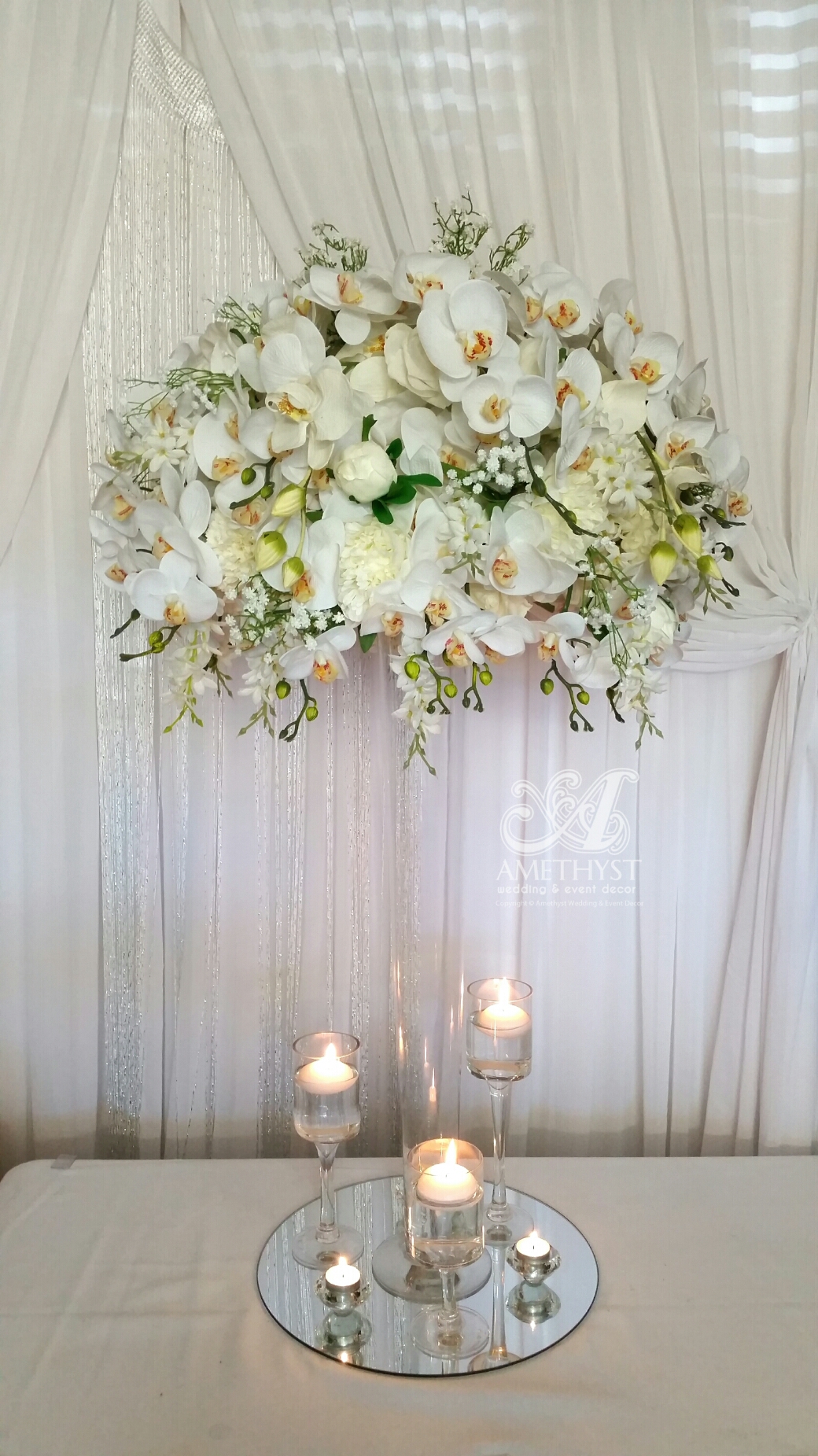 Tall White Orchid Centerpiece - more info >>